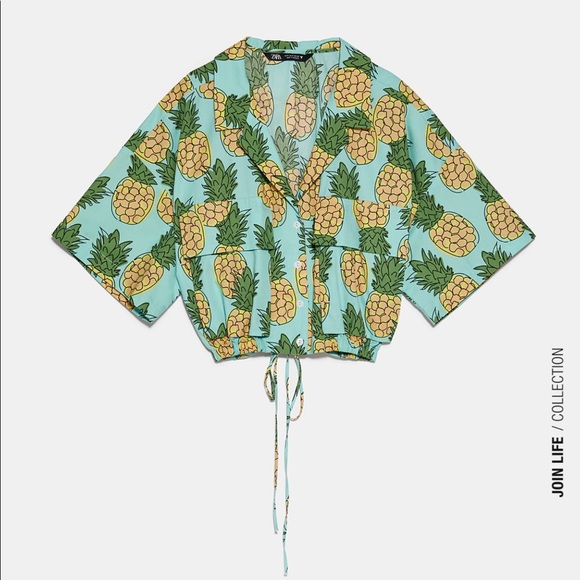 Zara pineapple print crop top and shorts set - Picture 11 of 14